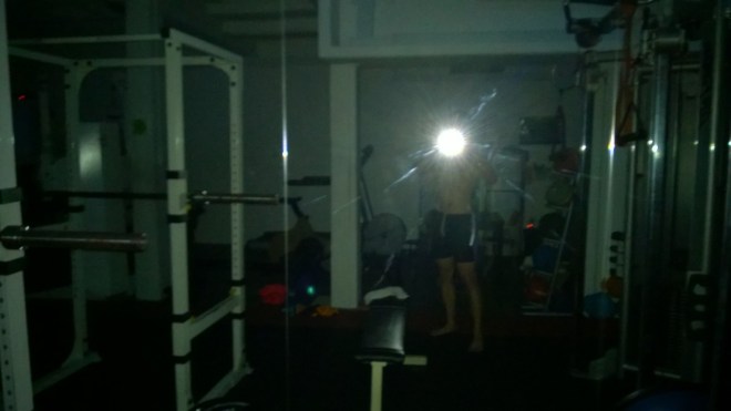 Friday night lights in an empty gym.